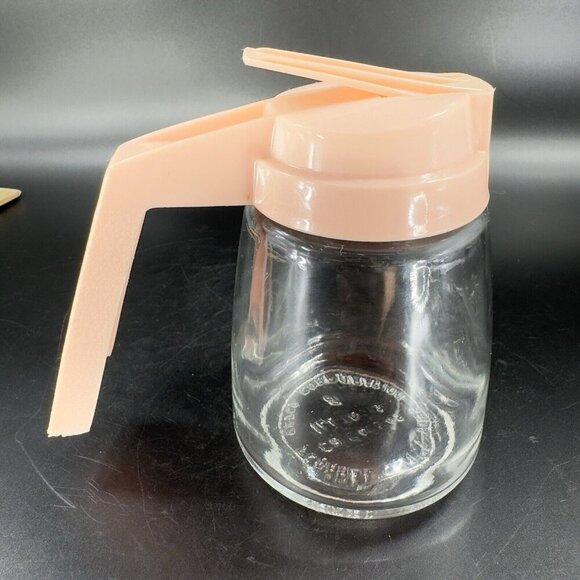 Vintage Federal Housewares 12 oz Glass Syrup Dispenser w Pink Plastic Lid Retro - Picture 8 of 12